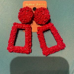 Red metal earrings